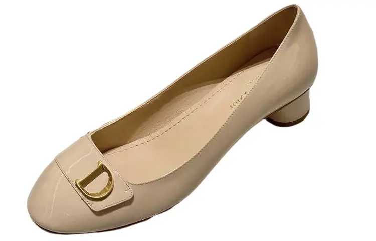 DIOR C'est Dior Patent Leather Casual Shoes Women's Light Brown