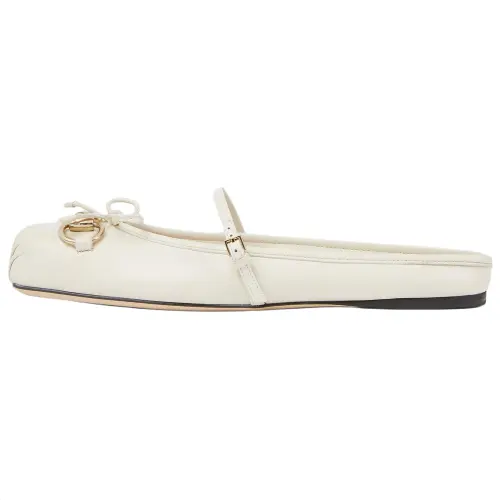 GUCCI Horsebit Closed Toe Slippers Women's Ecru