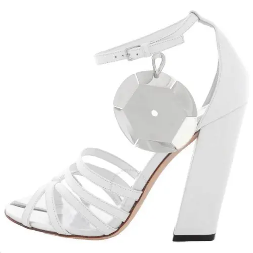 Burberry Leather One Strap Sandals Women's White