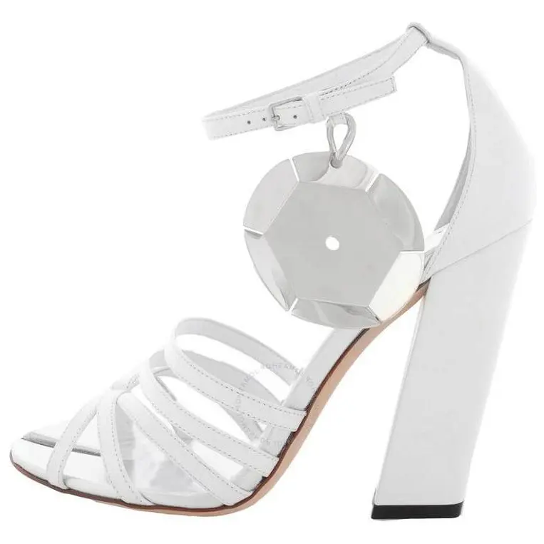 Burberry Leather One Strap Sandals Women's White
