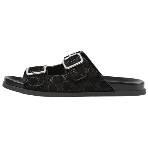 Gucci Slide Sandal 'GG Suede - Black'
