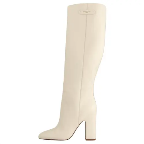LOUIS VUITTON Donna Cow Leather Knee high Boots 10.5cm Women's Ivory White