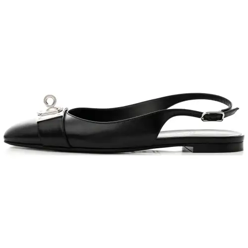 HERMES Innocente Leather Casual Shoes Women's Black