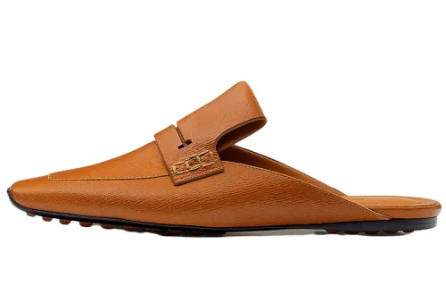 HERMES Eloge Closed Toe Slippers Women's Brown