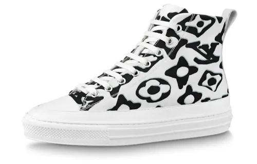 LOUIS VUITTON Stellar Ankle Sneakers 'White With Black Monogram' Women's