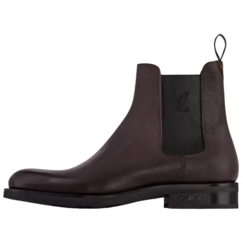 LOUIS VUITTON Fle Calfskin Short Chelsea Boots Men's Brown