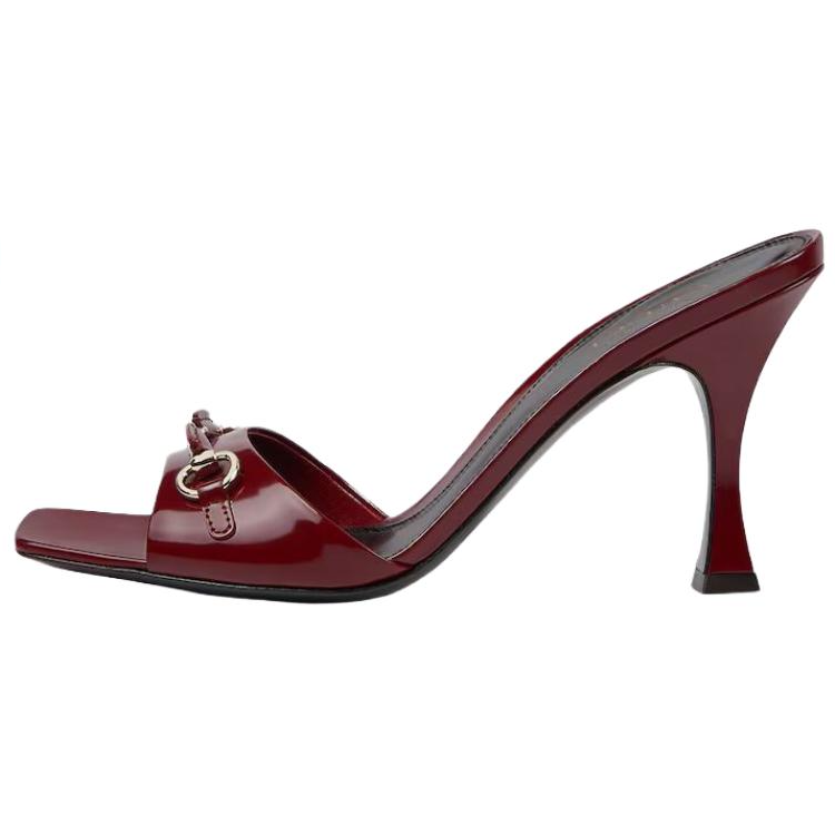 GUCCI Horsebit Slide Slippers 8.3cm Women's Red