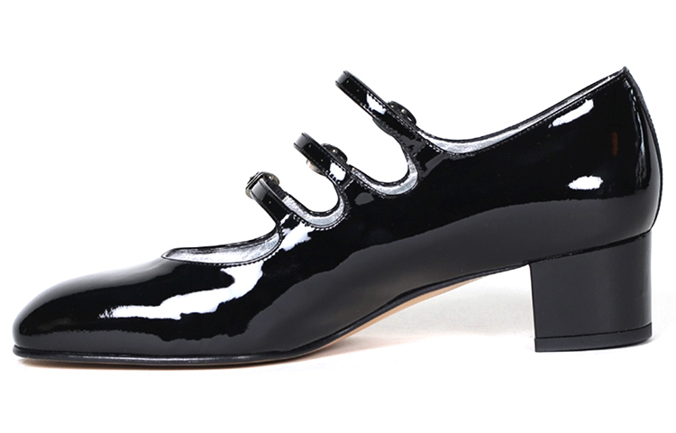 Carel Kina Collection Patent Leather Chunky Heel Mary Jane Shoes Women's Black