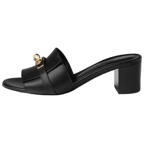HERMES Gigi Slide Slippers 5cm Women's Black