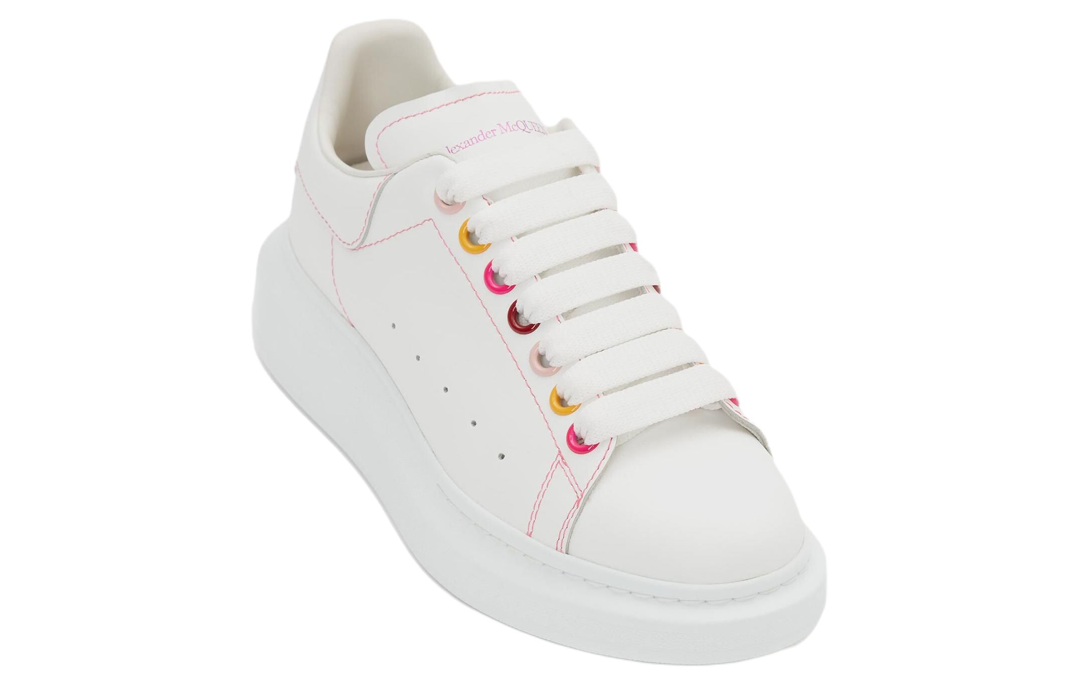 Женские кроссовки Alexander McQueen Oversized Sneaker (белые с цветным задником) — фото 3