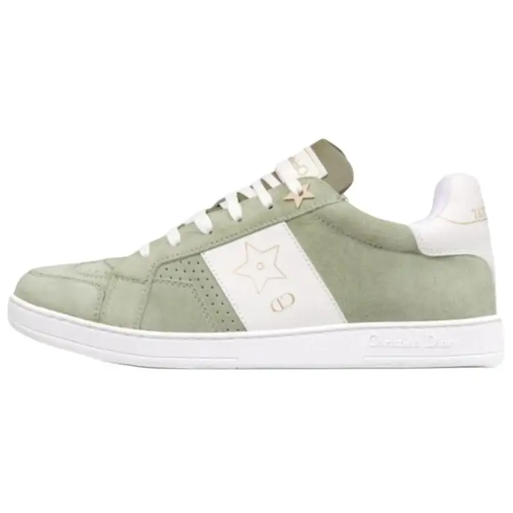 DIOR Star Platform Shoes Suede Low top Skateboard Shoes Women's Light Cactus Green