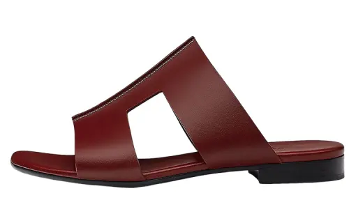 HERMES Devise Slip on Slide Slippers Women's Umber