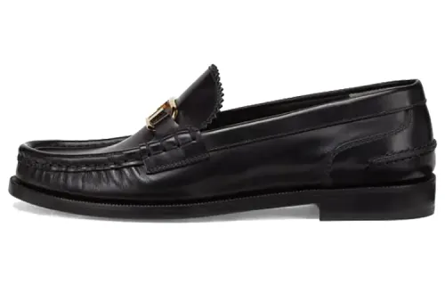 FENDI O'Lock Cow Leather Casual Shoes Women's Black