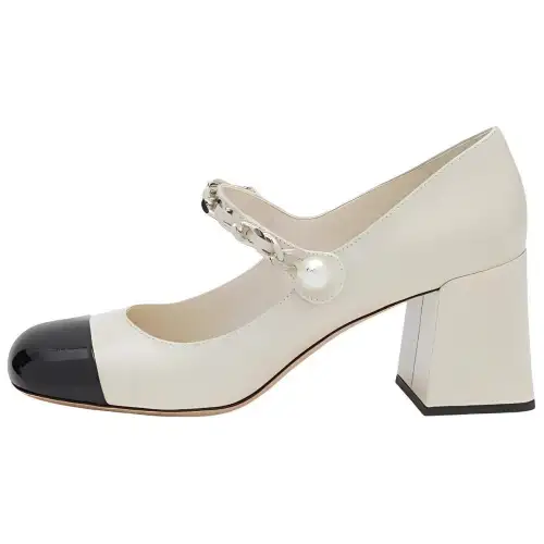 MIU MIU Chunky Heel High Heels 6.5cm Women's White Black