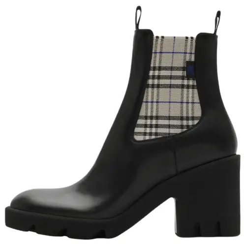Burberry Stride Leather Short Chelsea Boots 8.5cm Women's Black