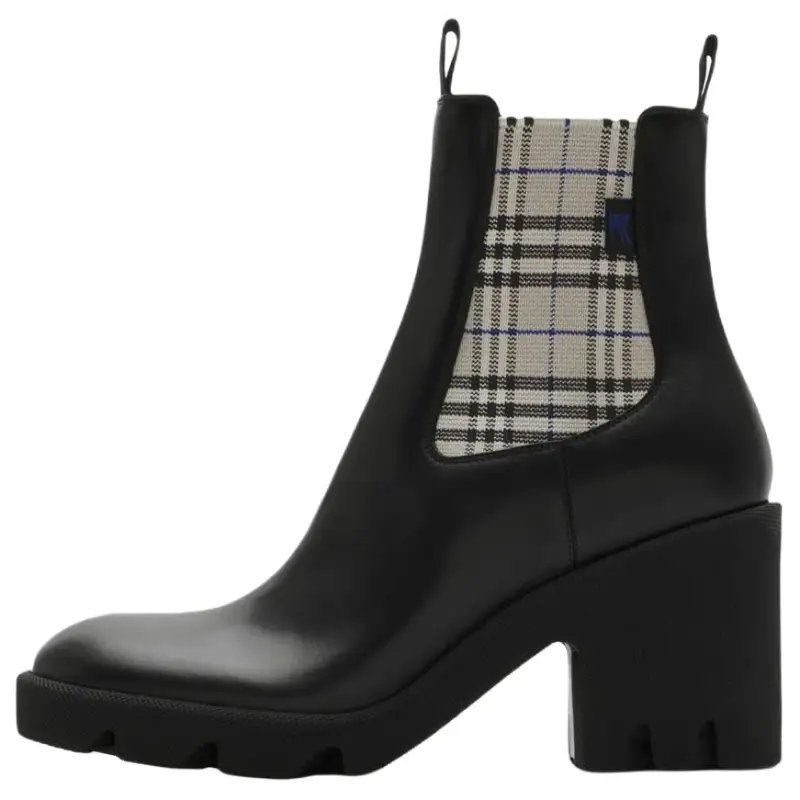 Burberry Stride Leather Short Chelsea Boots 8.5cm Women's Black