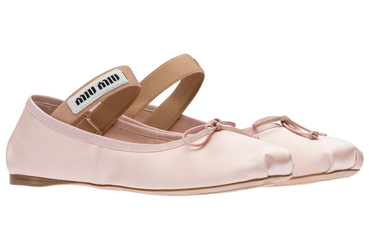 MIU MIU Logo Strap Ballet Flats
