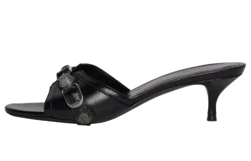 Balenciaga Cagole 50mm Sandals 'Black Arena Lambskin' Women's