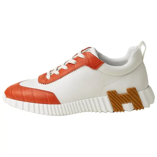 HERMES Bouncing Low top Casual Shoes Men's White Orange