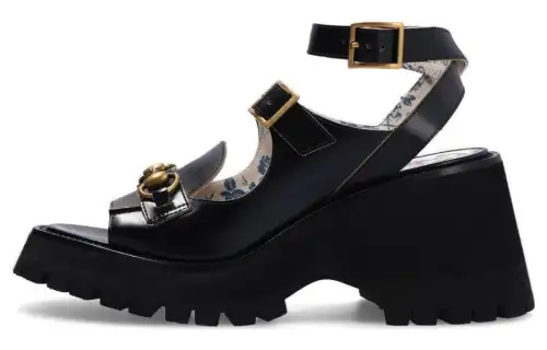 GUCCI One Strap Sandals 9cm Women's Black