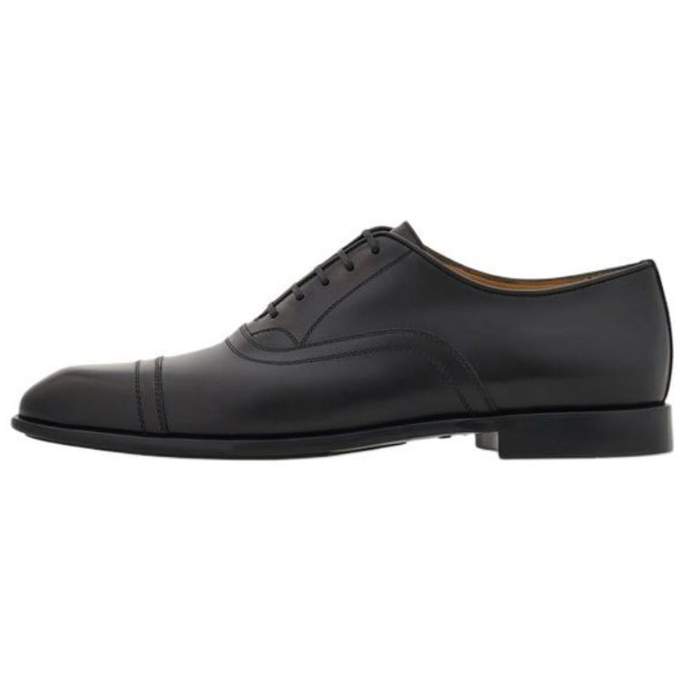 FERRAGAMO Calf leather, round toe lace, double stitching, formal leather shoes, men's black