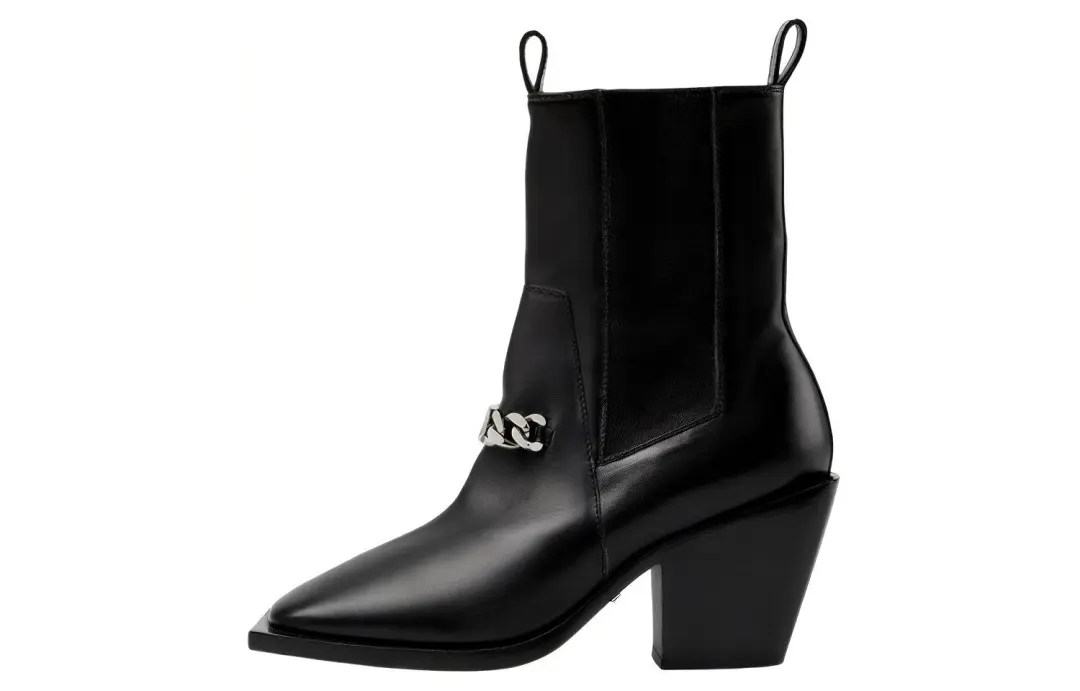 GUCCI Leather Square Toe Short Chelsea Boots Women's Black