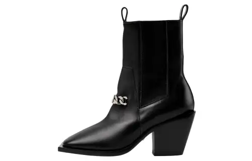 GUCCI Leather Square Toe Short Chelsea Boots Women's Black