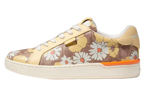 COACH Lowline Leather Daisy Low top Sports Casual Shoes Women's Vanilla