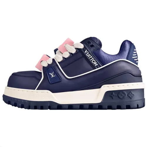 LOUIS VUITTON Trainer Maxi LOVE Component Logo Cow Leather Low top Skateboard Shoes Women's Blue