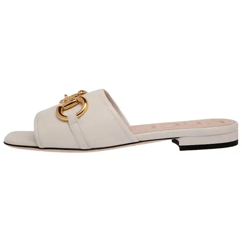 GUCCI Horsebit Slide Slippers Women's Beige