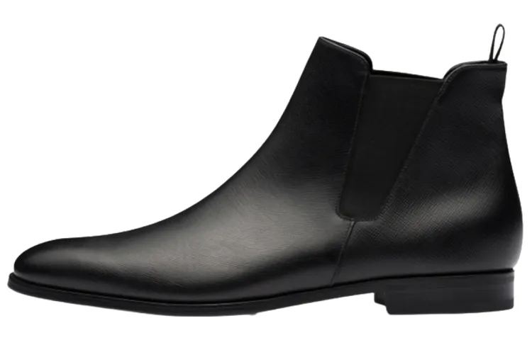 PRADA Leather Shaft Chelsea Boots Men's Black