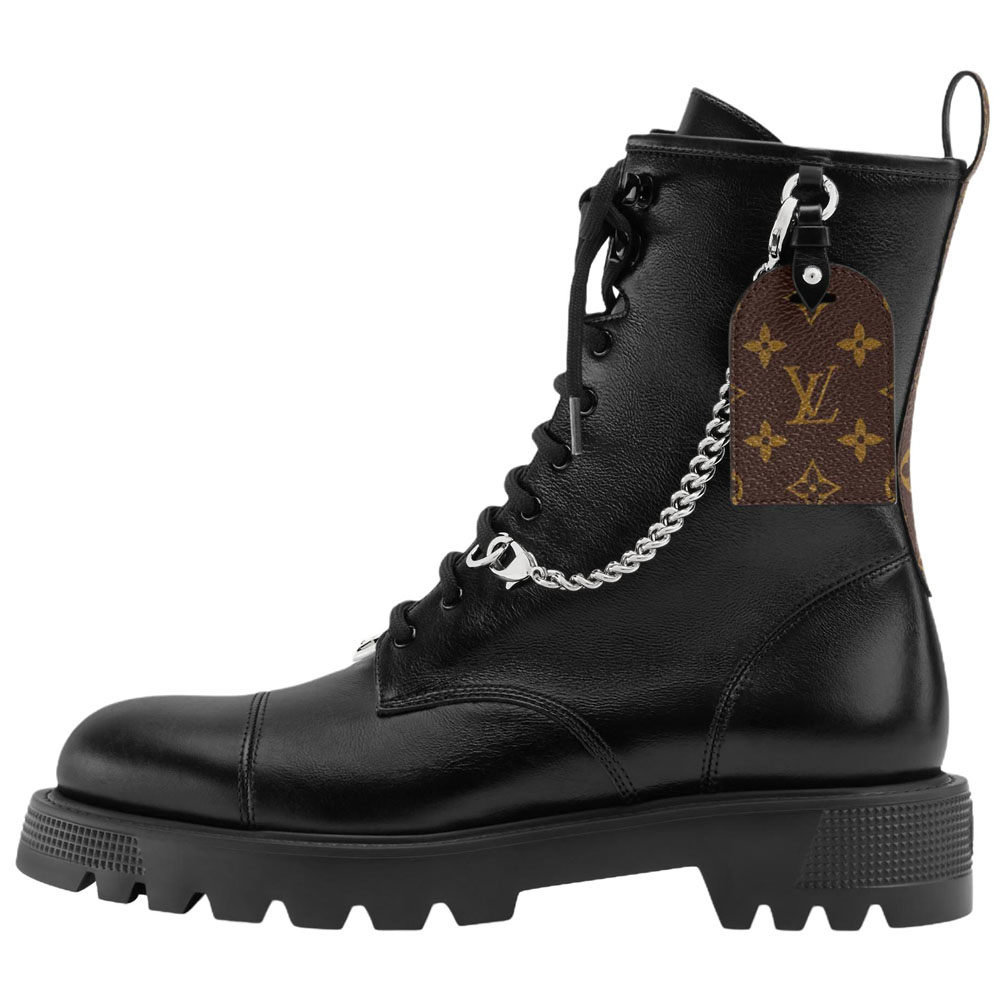 LOUIS VUITTON District Ranger Cow Leather Short Combat Boots Women's Black