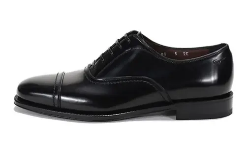 FERRAGAMO Seul Collection Cap Toe Oxford Leather Low Heel Leather Shoes Men's Black