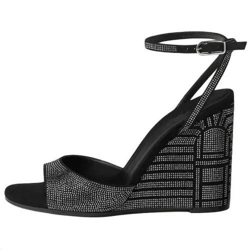 HERMES Jolie One Strap Sandals 10cm Women's Black