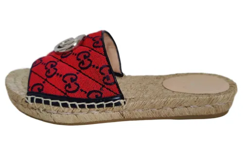 GUCCI GG Matelass Espadrille Sandal Red