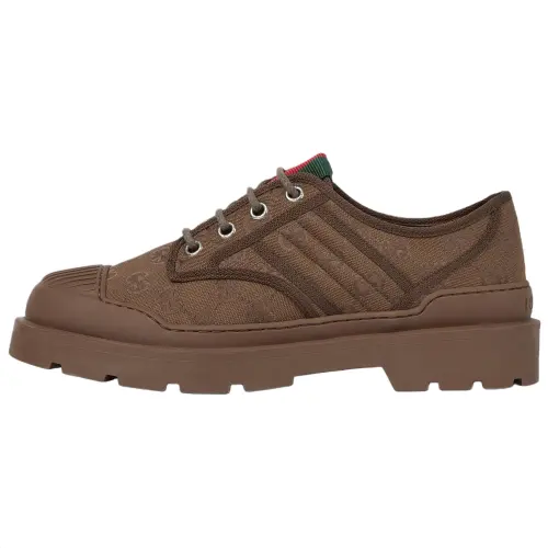 GUCCI Canvas Shoes 1.5cm Men's Dark Brown