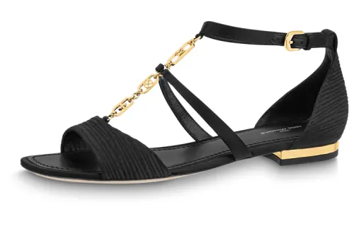 LOUIS VUITTON Sparkle One Strap Sandals Women's Black