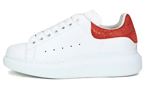 Alexander McQueen Oversized Sneaker 'Red Embossed Suede Crocodile' Women's