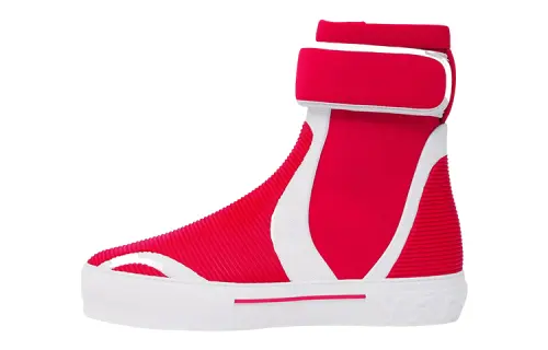 Burberry High top Skateboard Shoes Men's Bright Red