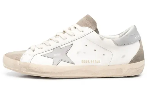 Golden Goose Super Star Leather Stylish Skateboarding Shoes Men's White Distressed