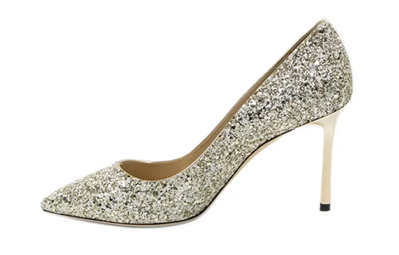 Jimmy Choo Zhou Yangjie Romy 85 TIT Slim Heel High Heels 8.5cm Women's Moonlight Silver
