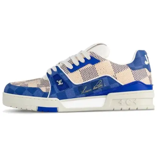 LOUIS VUITTON Trainer Low top Skateboard Shoes Men's Blue Beige