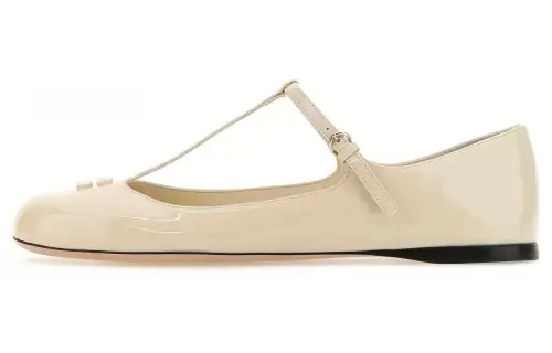 MIU MIU Patent Leather Casual Shoes Women's Ecru
