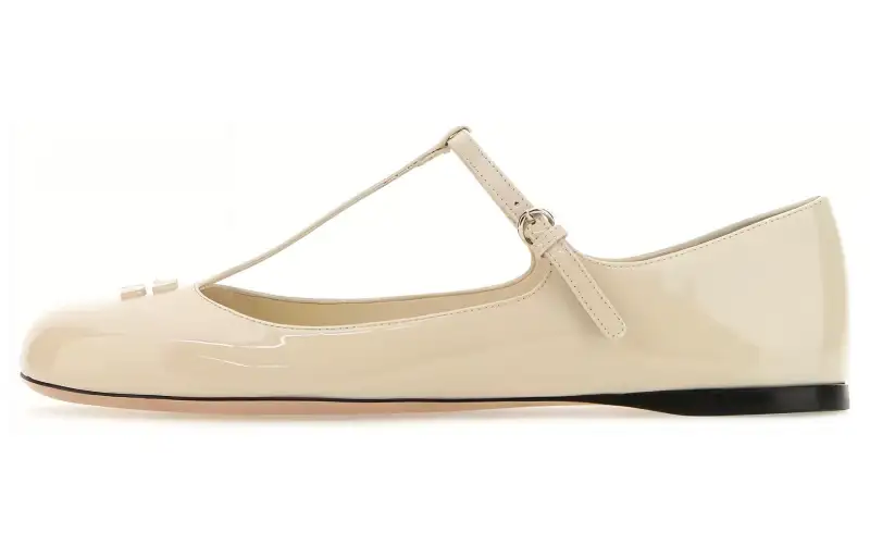 MIU MIU Patent Leather Casual Shoes Women's Ecru