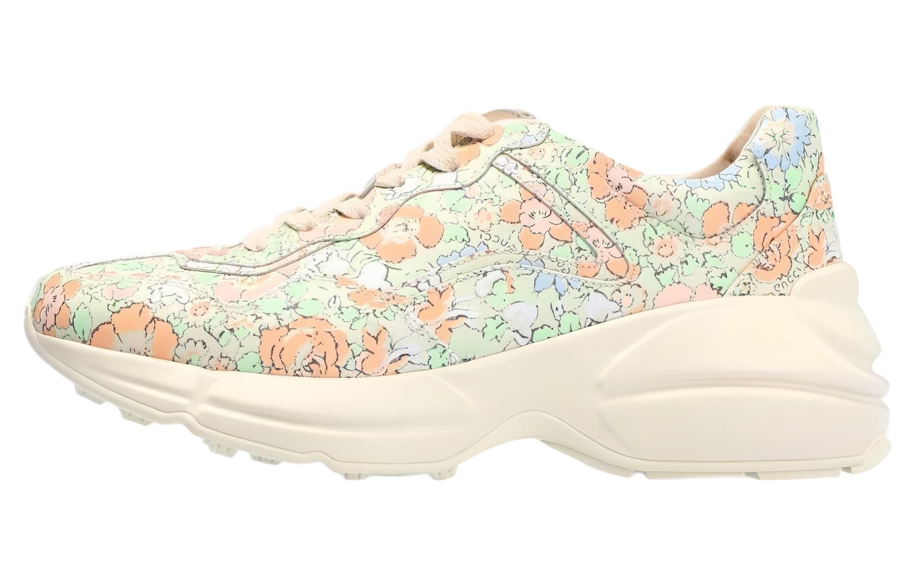 GUCCI Rhyton Liberty London Leather Low top Chunky Sneakers Women's Mint Green