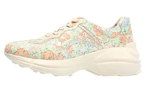 GUCCI Rhyton Liberty London Leather Low top Chunky Sneakers Women's Mint Green