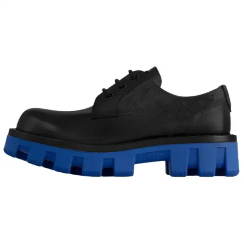 LOUIS VUITTON Checker Cow Leather Casual Shoes Men's Black