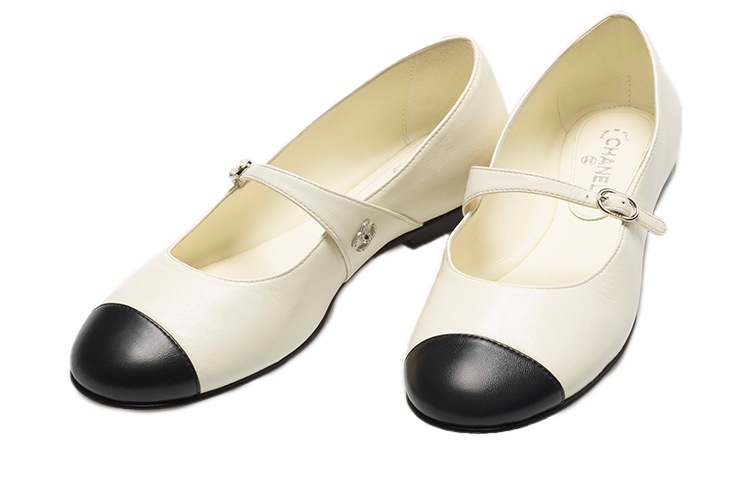 CHANEL Sheepskin Casual Shoes Women's Ivory White
