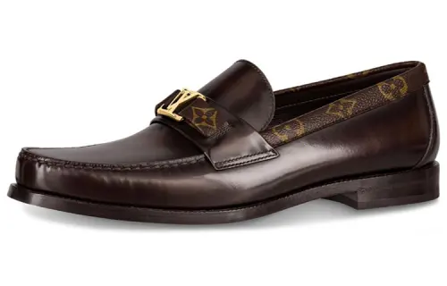 LOUIS VUITTON Major MONOGRAM Top Grain Cow Leather Casual Shoes Men's Ebony Brown