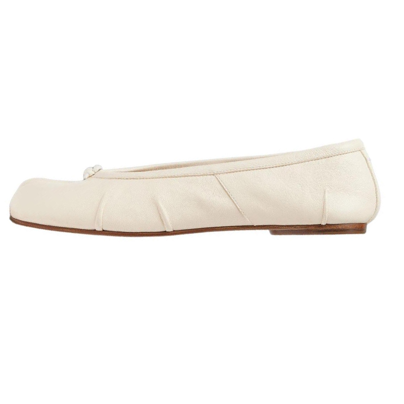 Maison Margiela Mason Margiela Tabi lambskin nappa leather round toe split toe ballet shoes casual shoes women's off-white